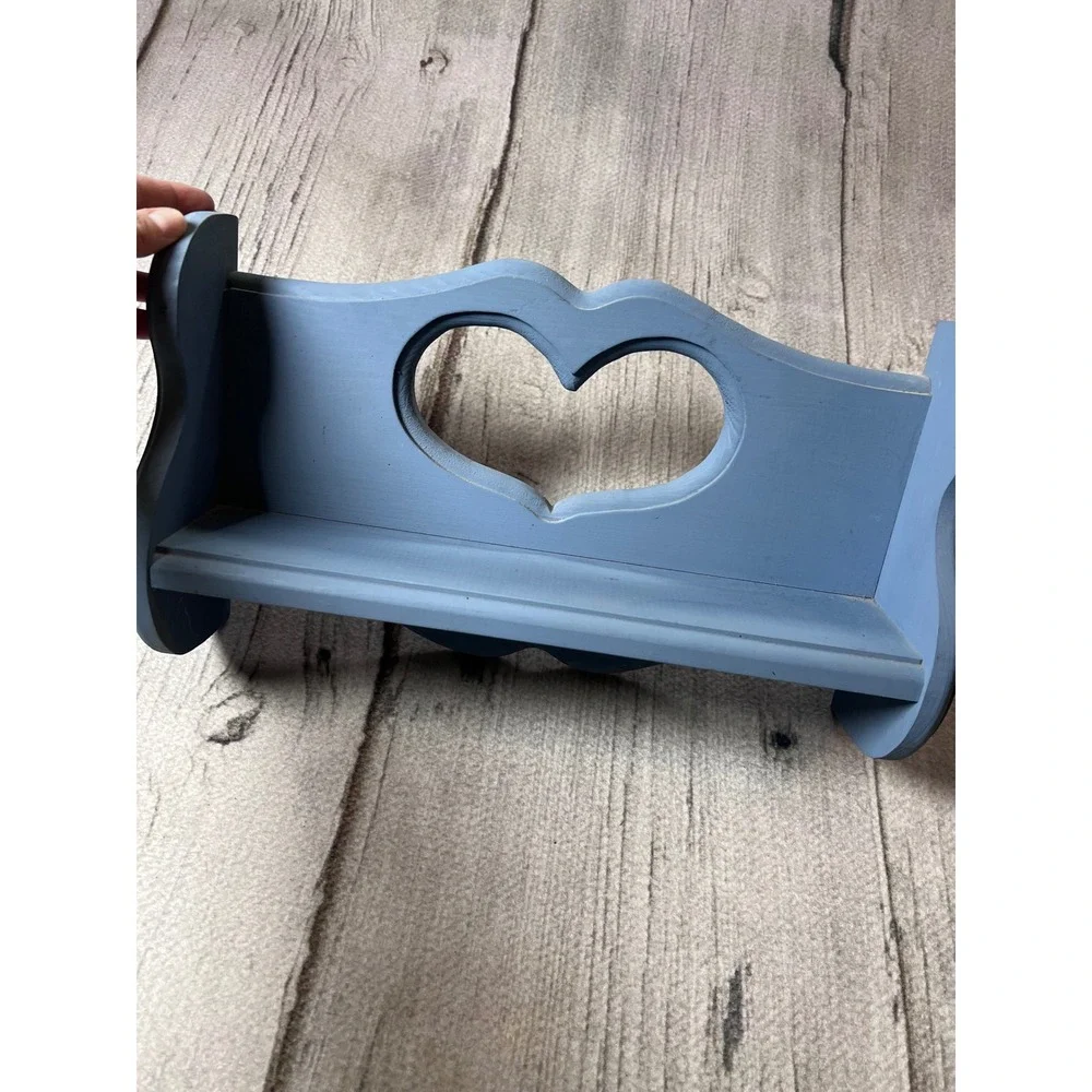 Vintage Style Heart Cutout‎ Wall Shelf Blue Cottagecore Farmhouse